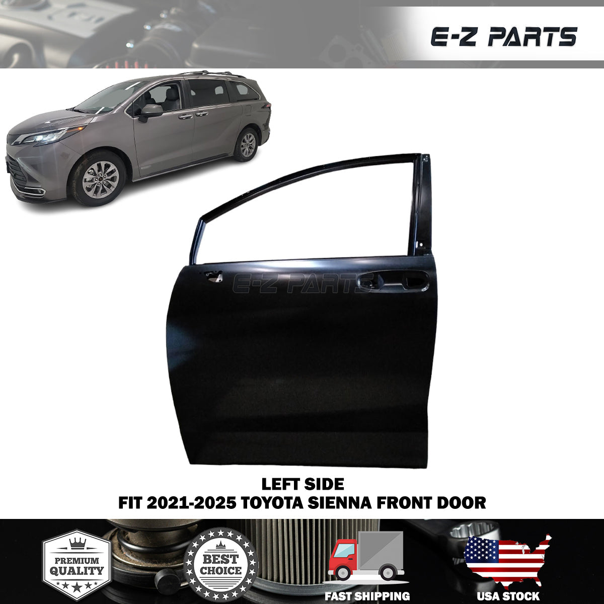 Fit 2021-2025 Toyota Sienna Left Front Door Driver Side LH