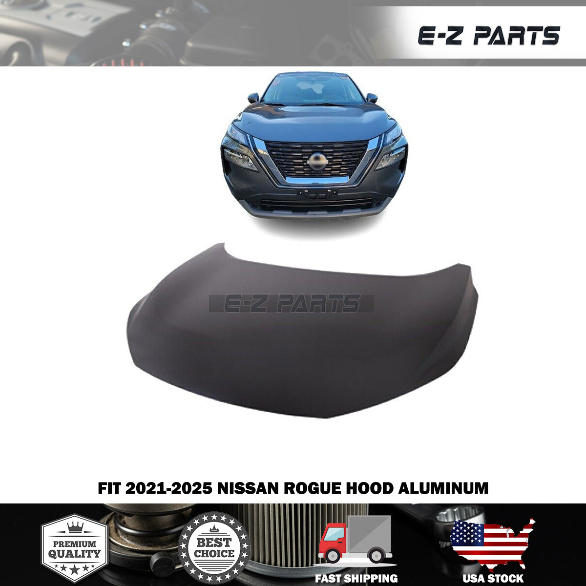 Fit 2021-2025 Nissan Rogue Hood Aluminum