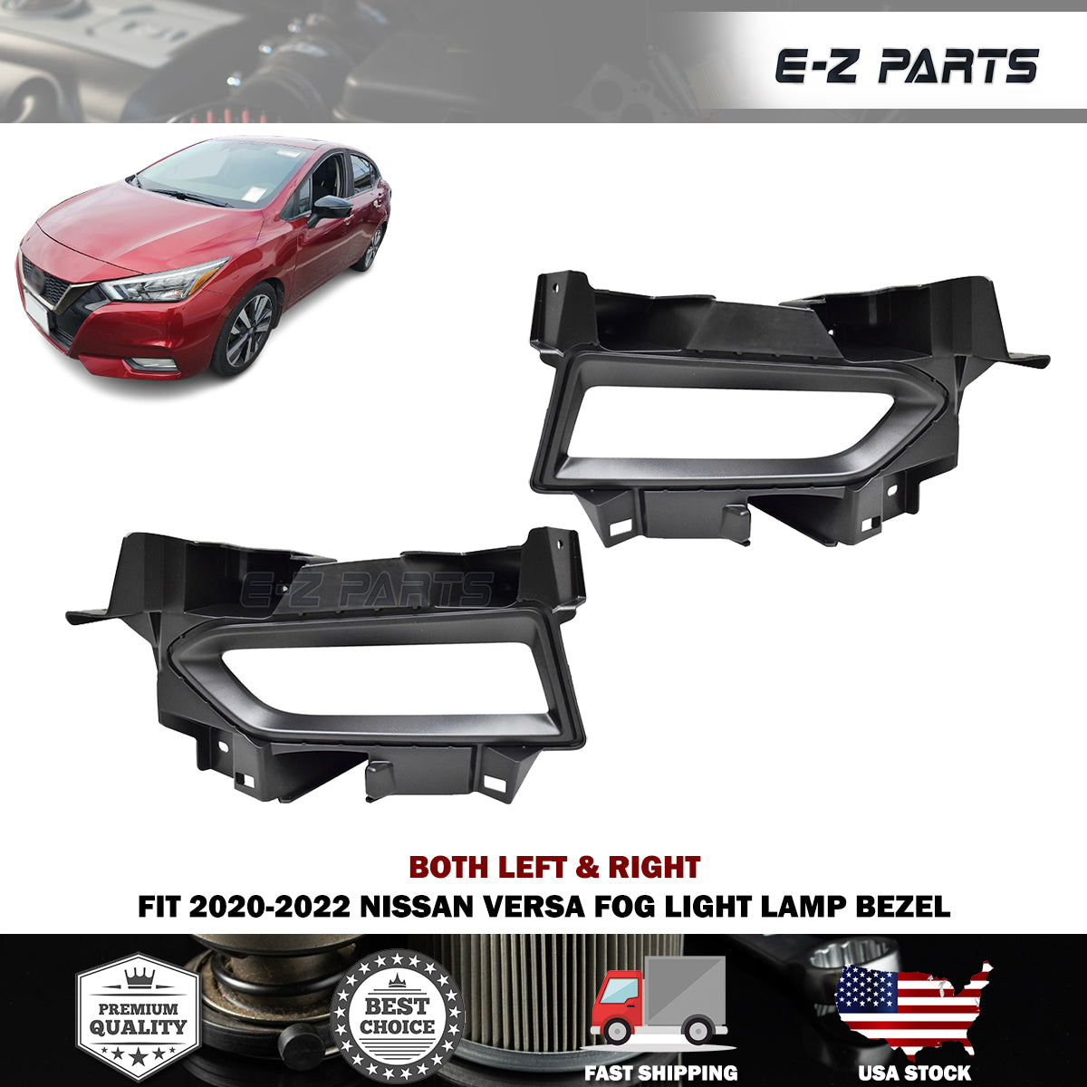 Fit 2020-2022 Nissan Versa Both Left and Right Fog Light Lamp Bezel