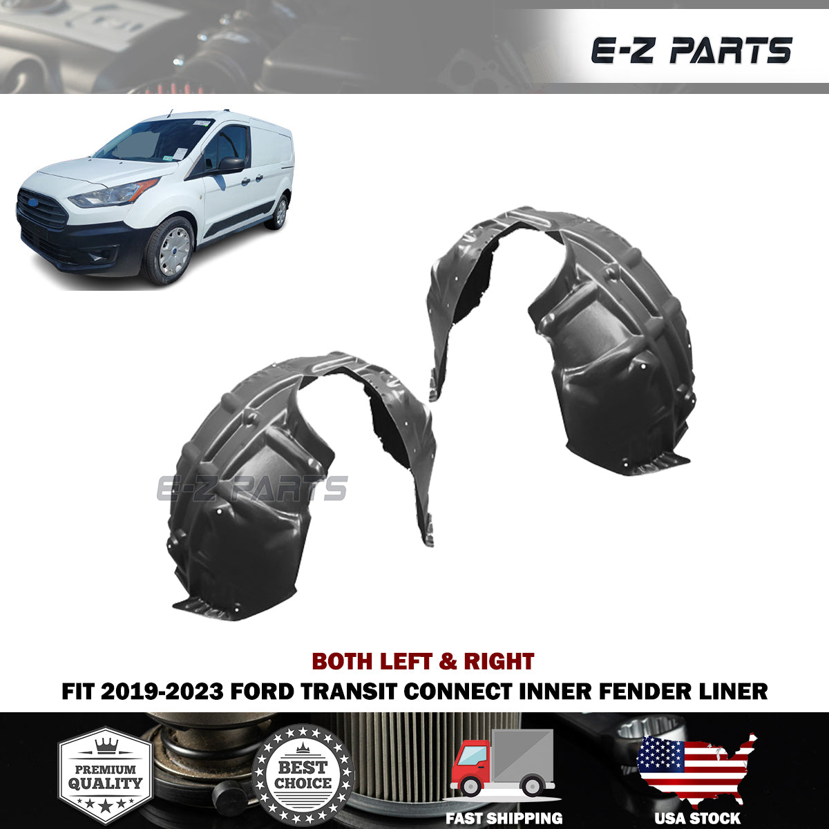 Fit 2019-2023 Ford Transit Connect Both Left and Right Inner Fender Liner