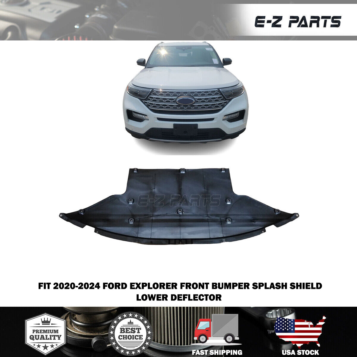 Fit 2020-2024 Ford Explorer Front Bumper Splash Shield  Lower Deflector