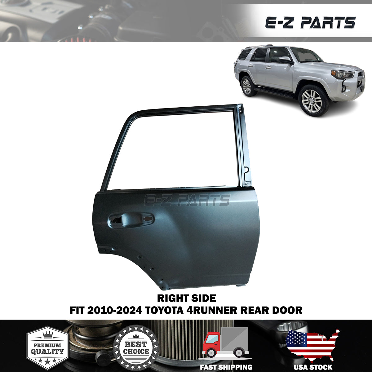Fit 2010-2024 Toyota 4Runner Right Rear Door Passenger Side RH