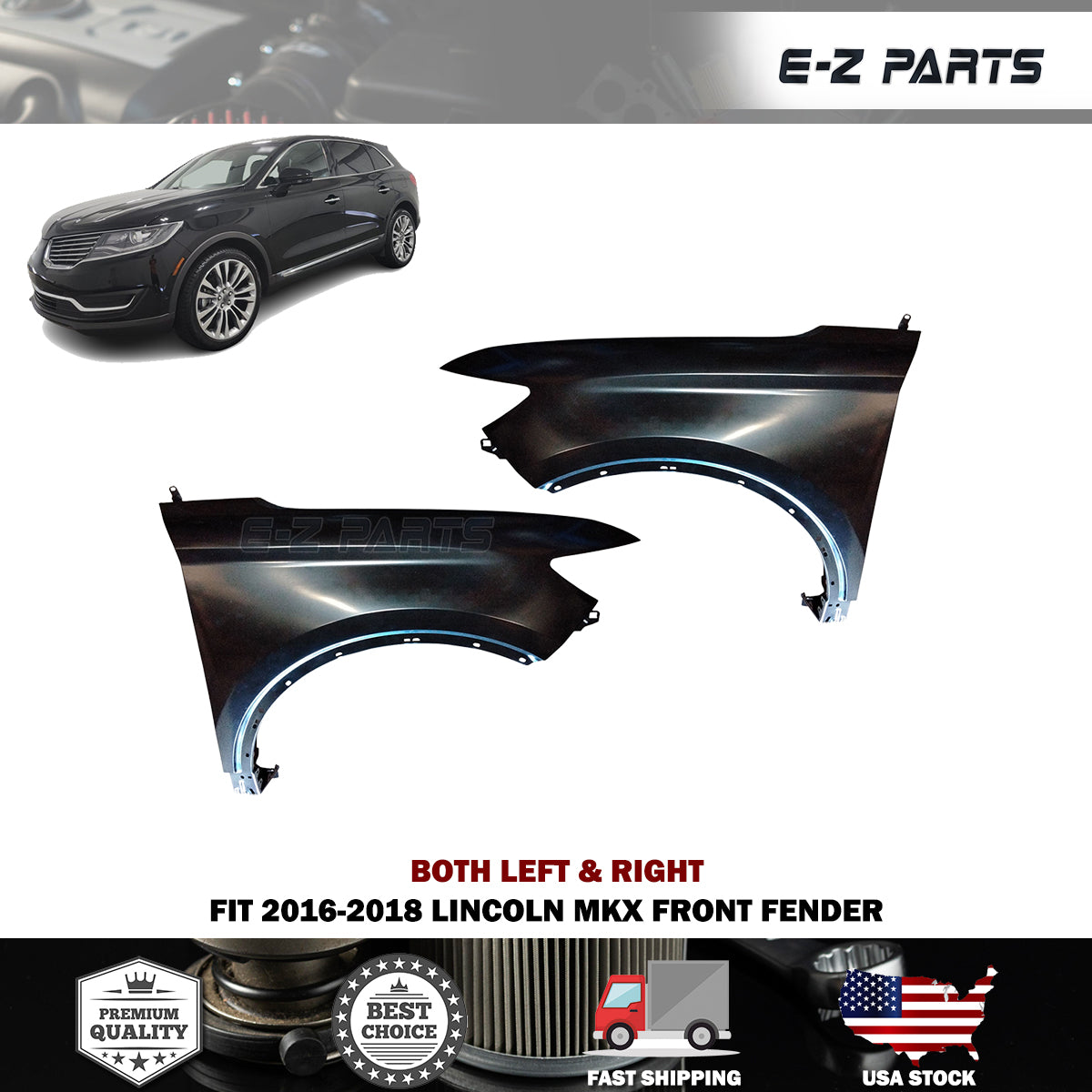 Fit 2016-2018 Lincoln MKX Front Fenders Both Left & Right