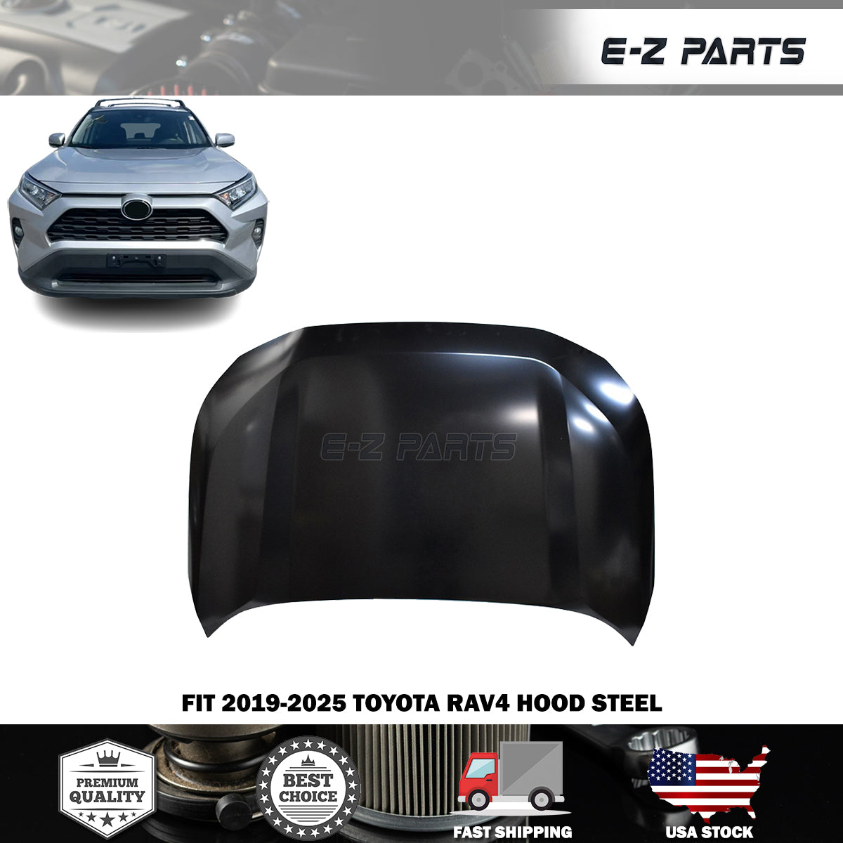 Fit 2019-2025 Toyota RAV4 Hood Steel