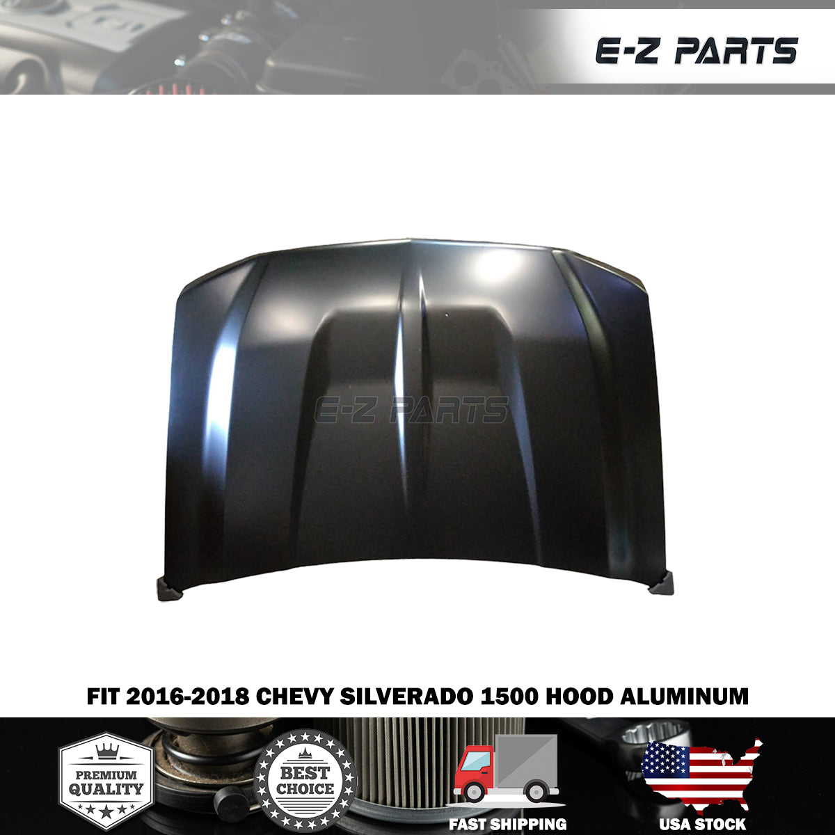Fit 2016-2018 Chevy Silverado 1500 Hood Aluminum