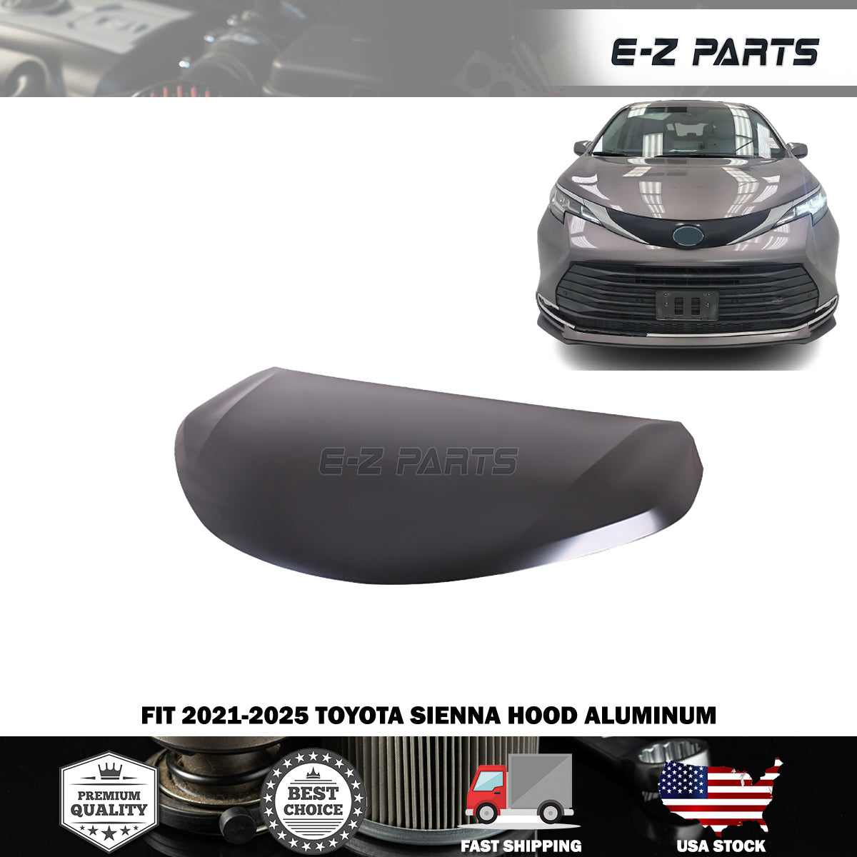 Fit 2021-2025 Toyota Sienna Hood Aluminum
