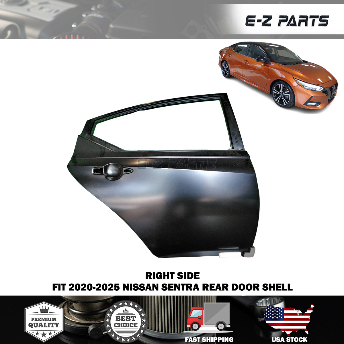 Fit 2020-2025 Nissan Sentra Right Rear Door Shell