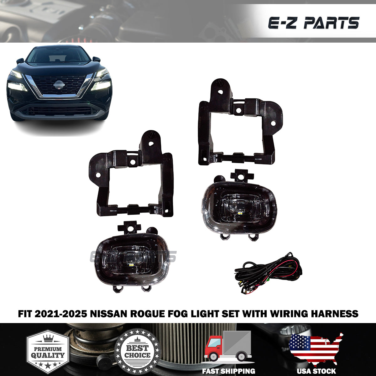 Fit 2021-2025 Nissan Rogue Fog Light Set with Wiring harness