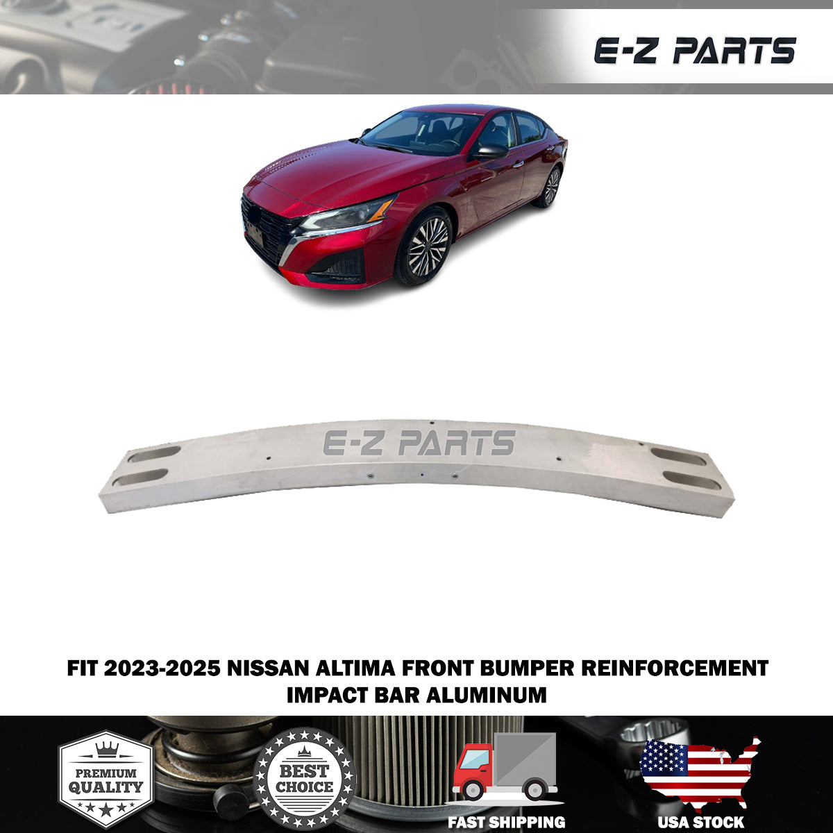 Fit 2023-2025 Nissan Altima Front Bumper Reinforcement Impact Bar Aluminum