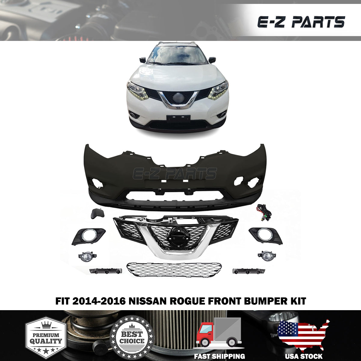 Fit 2014-2016 Nissan Rogue Front Bumper Kit