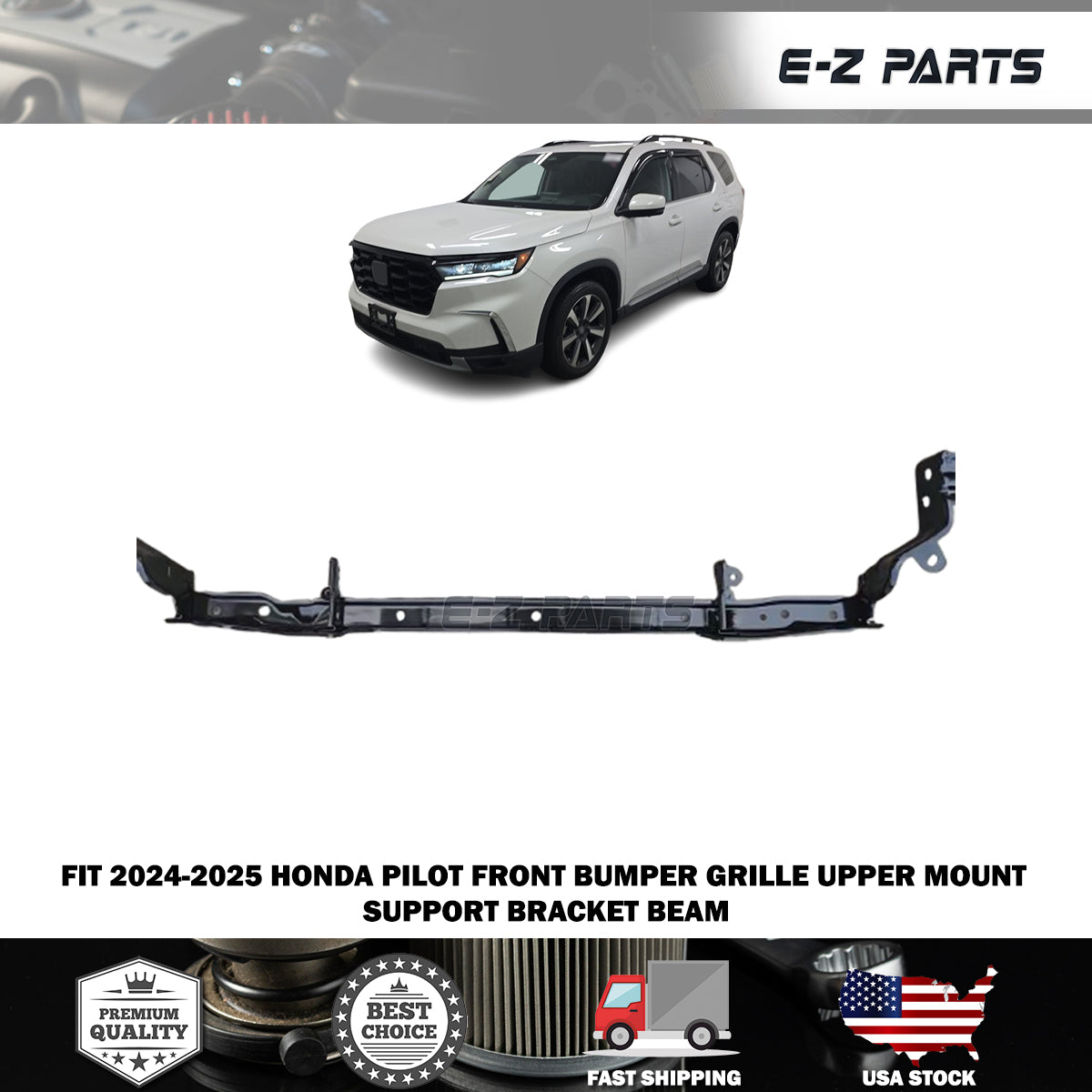 Fit 2024-2025 Honda Pilot Front Bumper Grille Upper Mount Support Bracket Beam