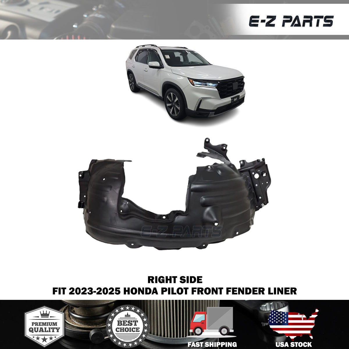 Fit 2023-2025 Honda Pilot Right Front Fender Liner