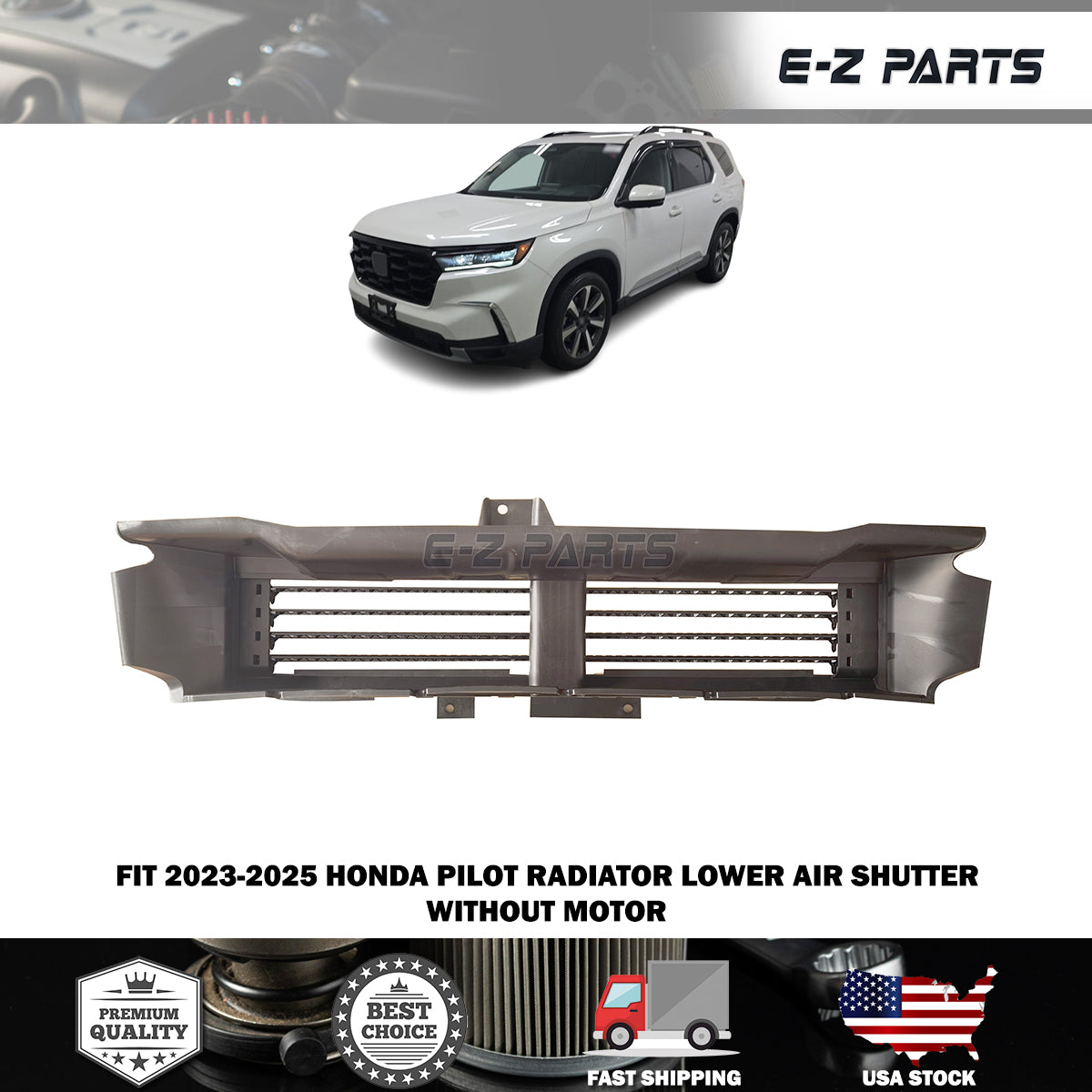 Fit 2023-2025 Honda Pilot Radiator Lower Air Shutter without Motor