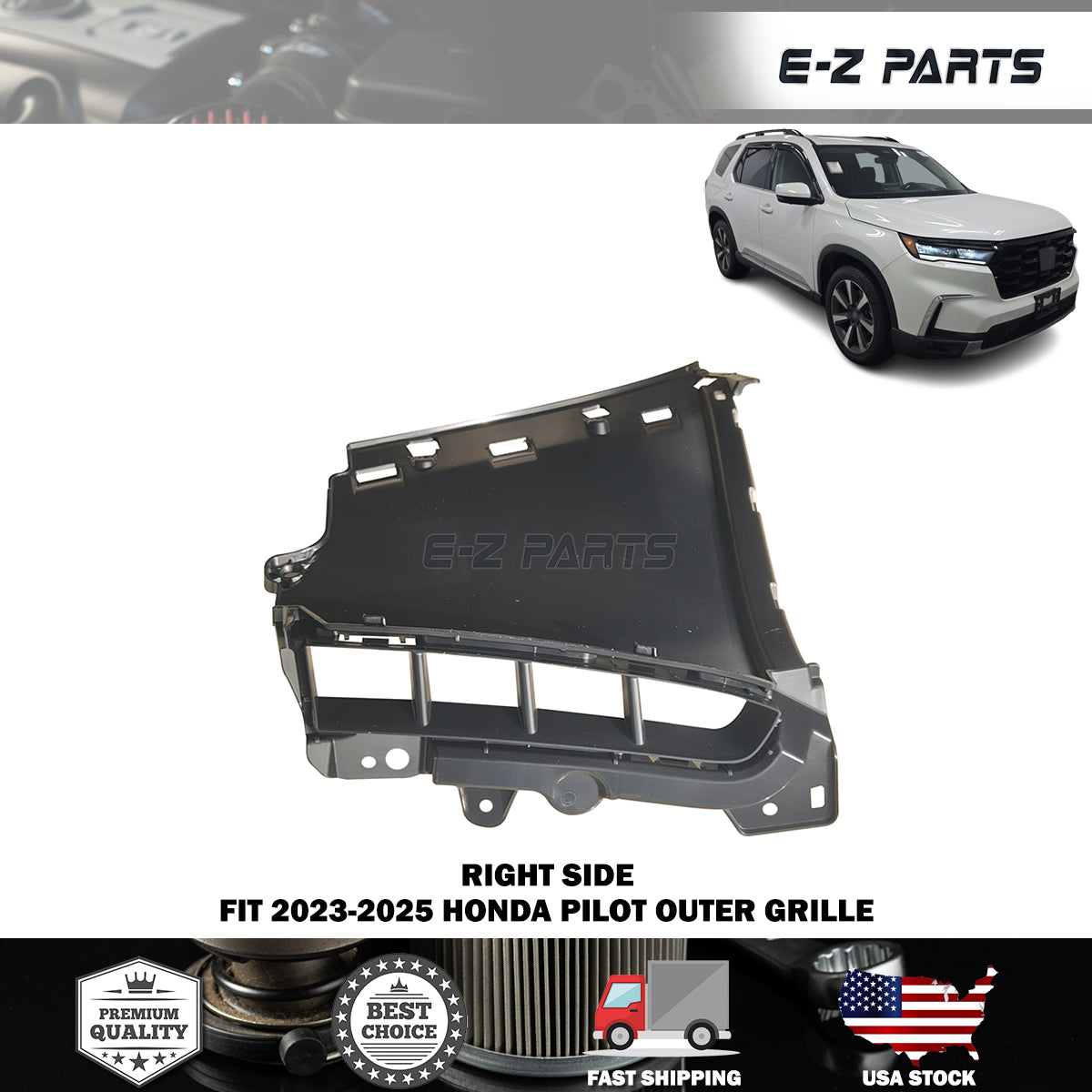 Fit 2023-2025 Honda Pilot Right Side Outer Grille