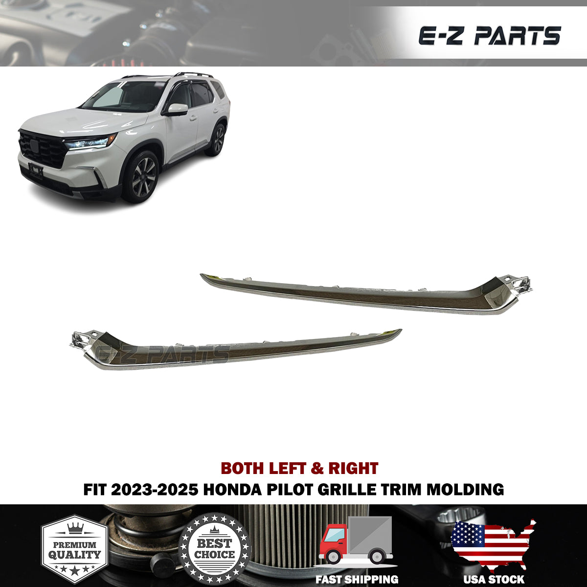 Fit 2023-2025 Honda Pilot Both Left & Right Grille Trim Molding