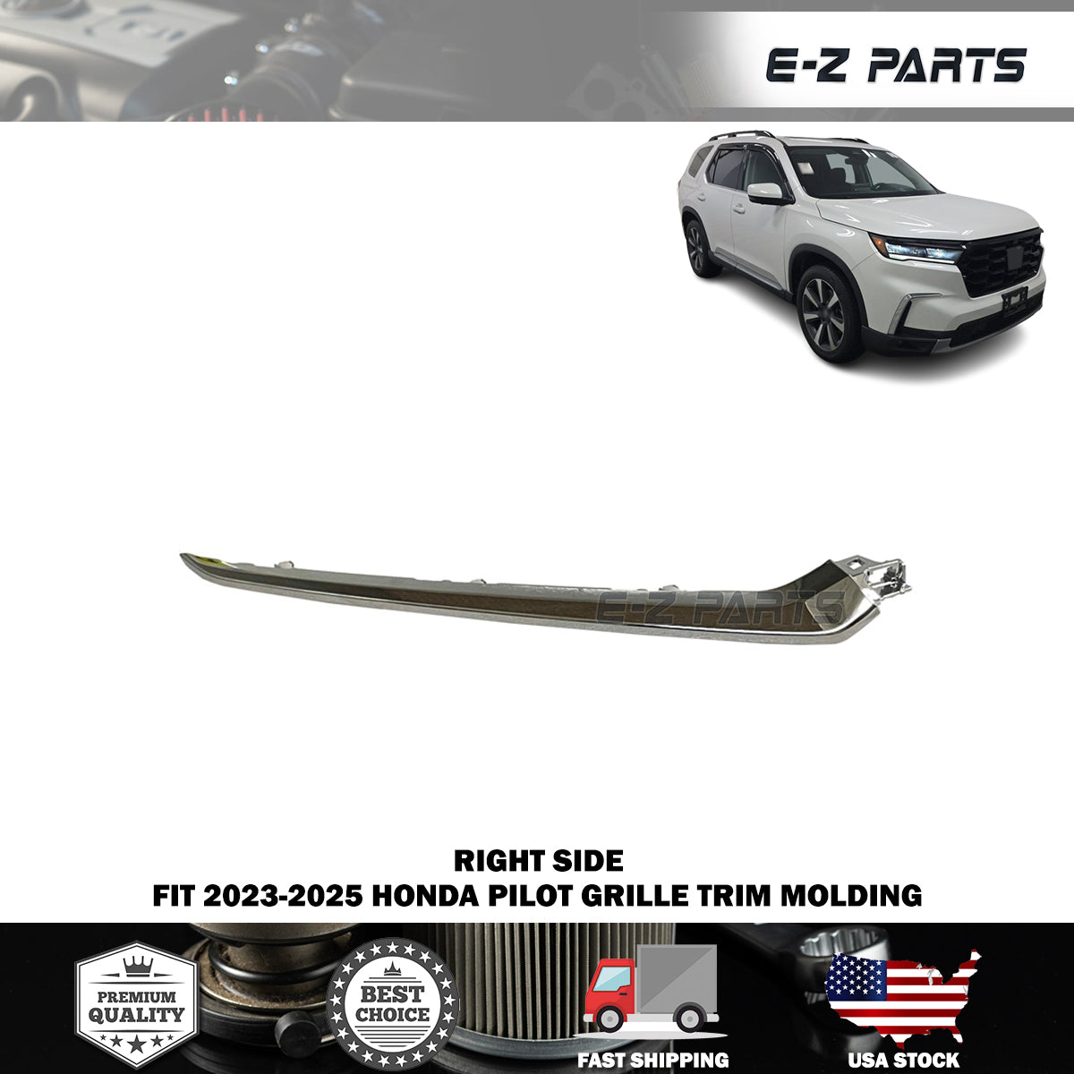 Fit 2023-2025 Honda Pilot Right Side Grille Trim Molding