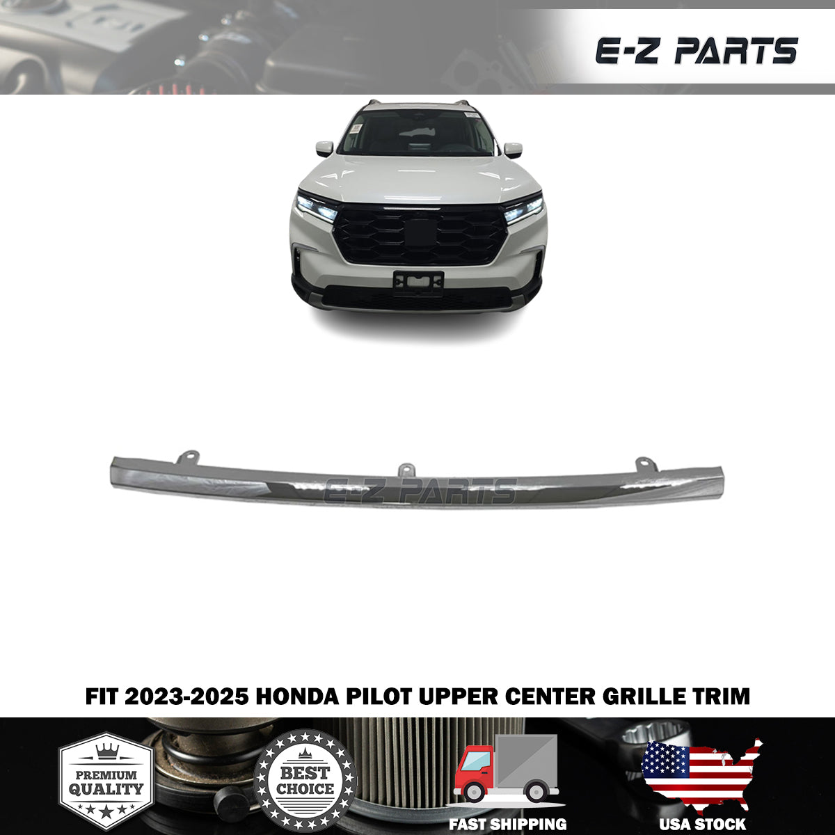 Fit 2023-2025 Honda Pilot Upper Center Grille Trim