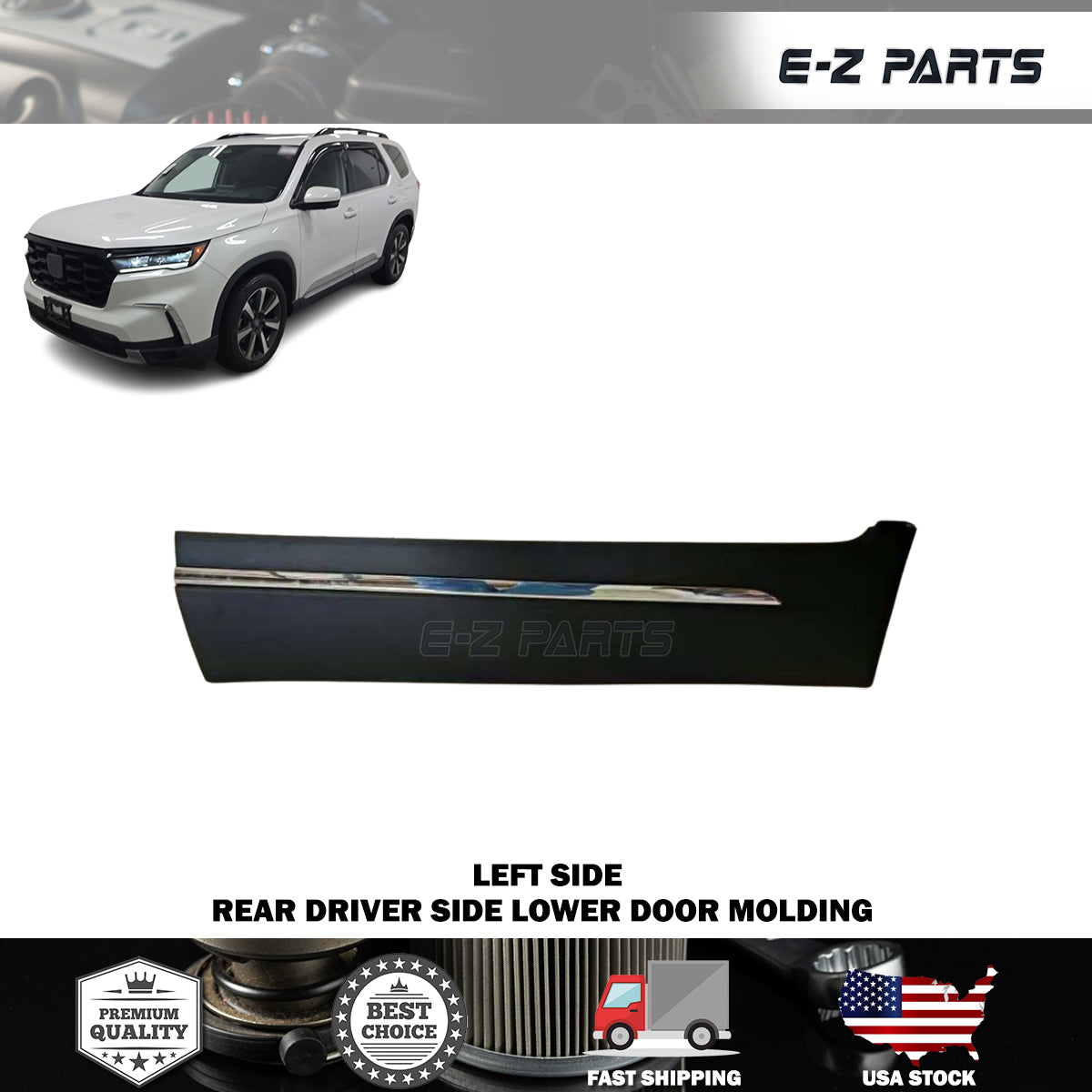 Fit 2023-2025 Honda Pilot Rear Driver Side Lower Door Molding Left LH