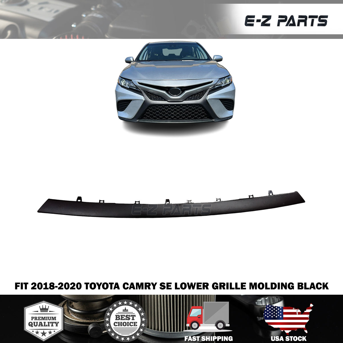 Fit 2018-2020 Toyota Camry SE Lower Grille Molding Black