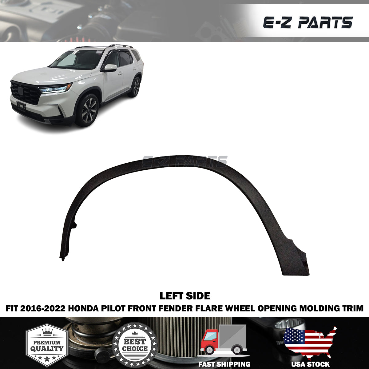 Fit 2016-2022 Honda Pilot Front Left Fender Flare Wheel Opening Molding Trim
