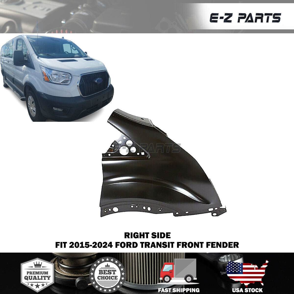 Fit 2015-2024 Ford Transit Right Fender Passenger Side RH