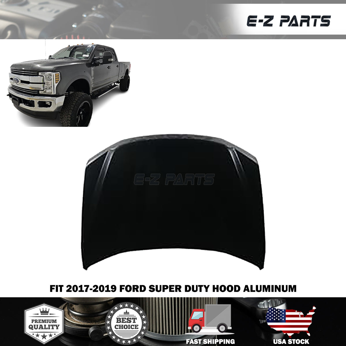 Fit 2017-2019 Ford Super Duty Hood Aluminum