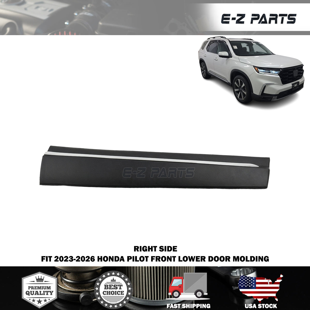 Fit 2023-2026 Honda Pilot Front Passenger Side Lower Door Molding Right RH