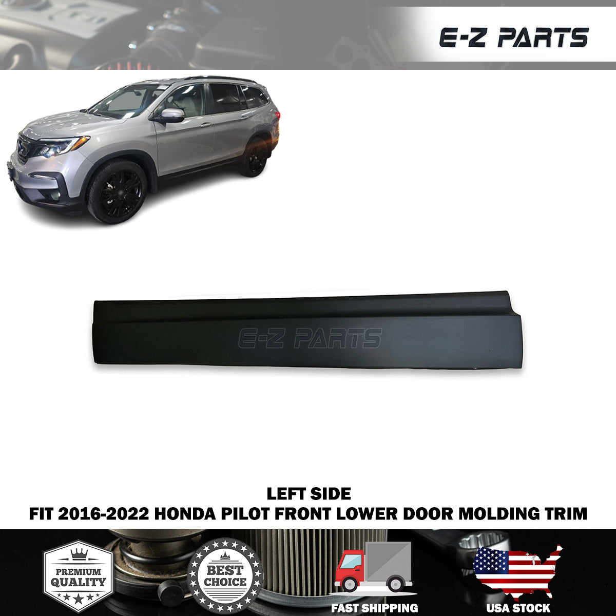 Fit 2016-2022 Honda Pilot Front Driver Side Lower Door Molding Trim Left LH