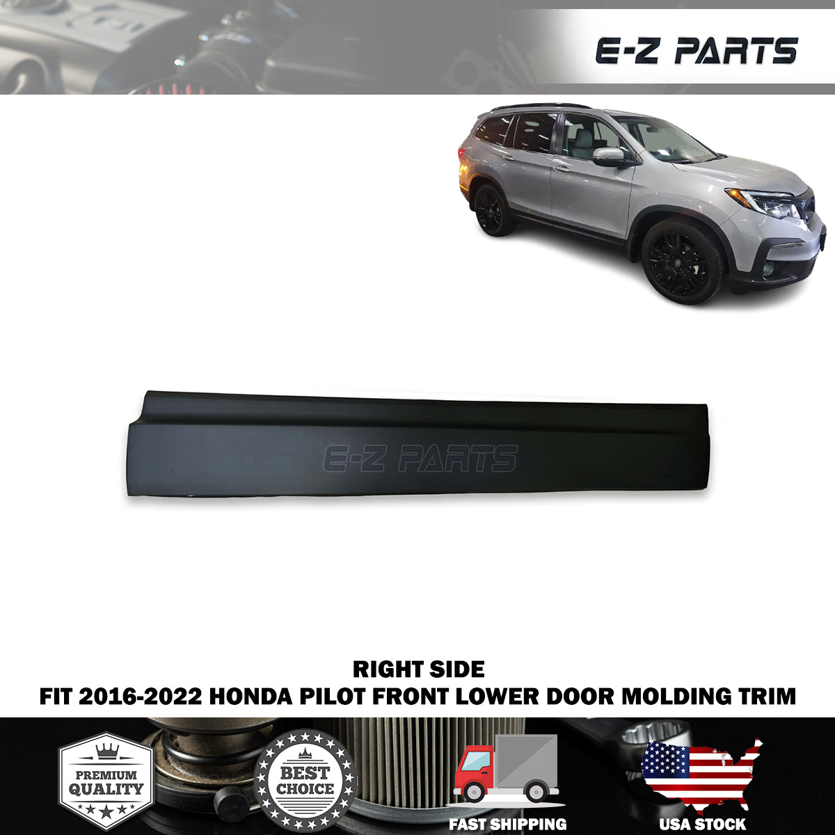 Fit 2016-2022 Honda Pilot Front Passenger Side Lower Door Molding Trim Right RH