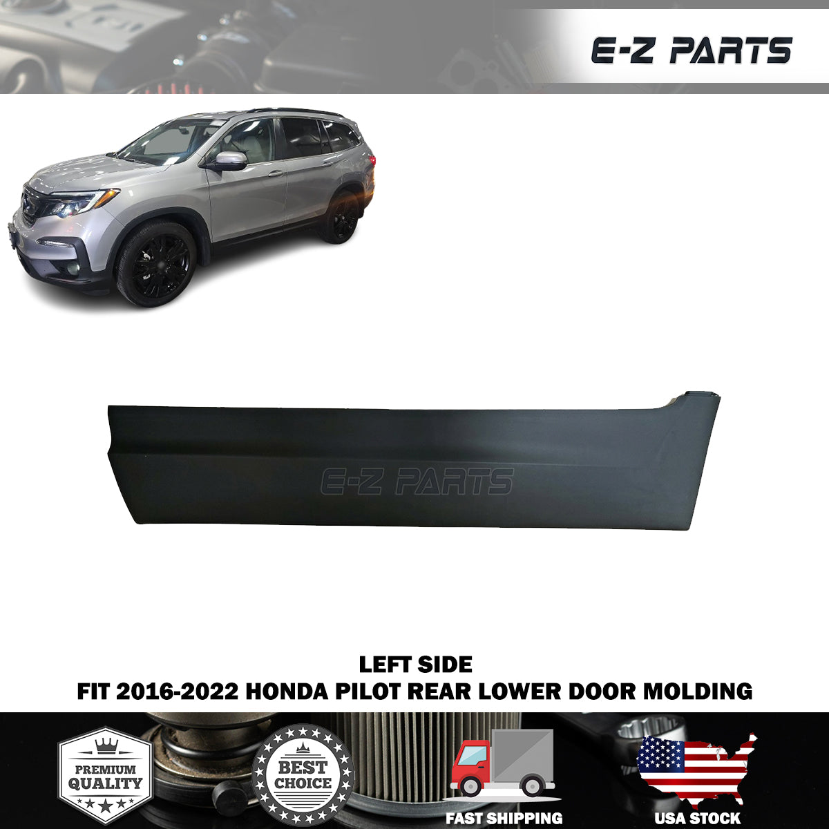 Fit 2016-2022 Honda Pilot Rear Driver Side Lower Door Molding Left LH