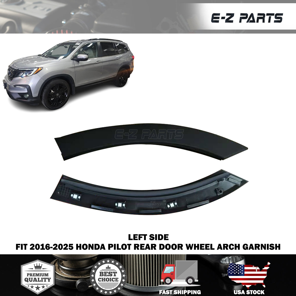 Fit 2016-2025 Honda Pilot Left Rear Door Wheel Arch Garnish
