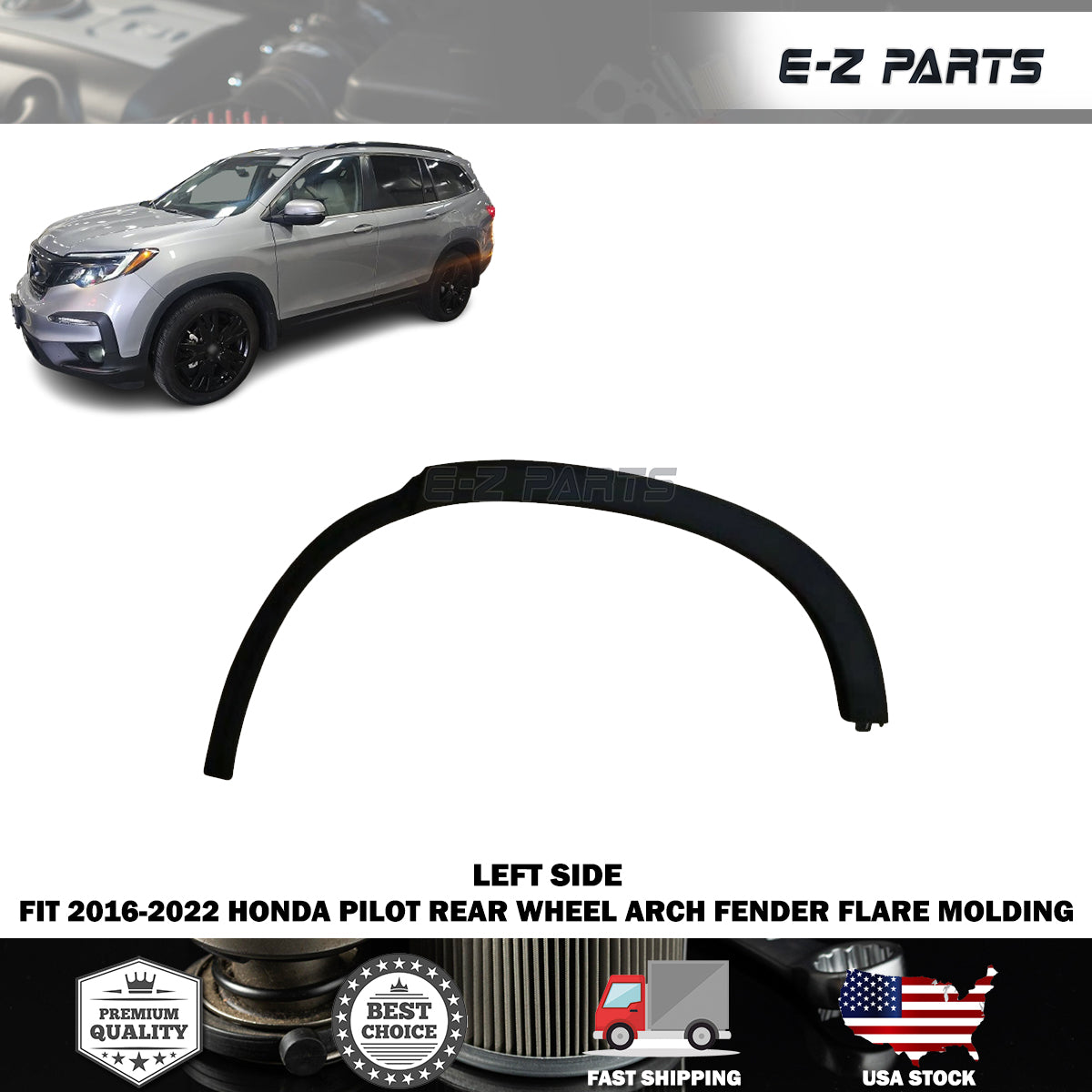 Fit 2016-2022 Honda Pilot Rear Left Wheel Arch Fender Flare Molding