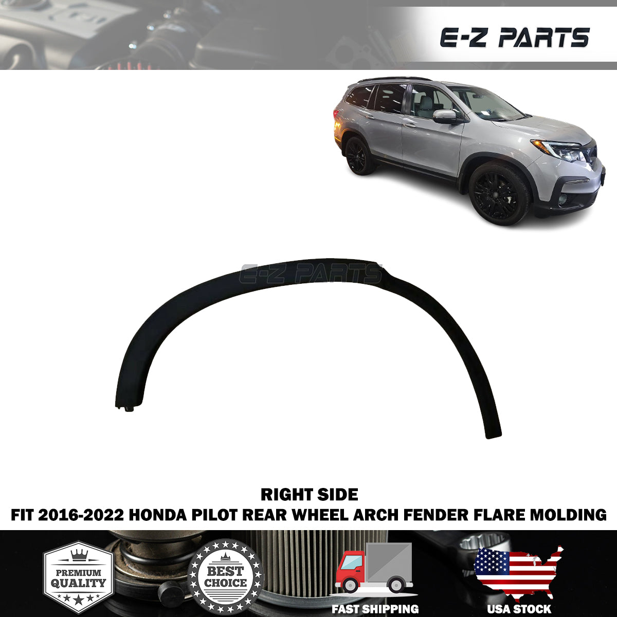 Fit 2016-2022 Honda Pilot Rear Right Wheel Arch Fender Flare Molding