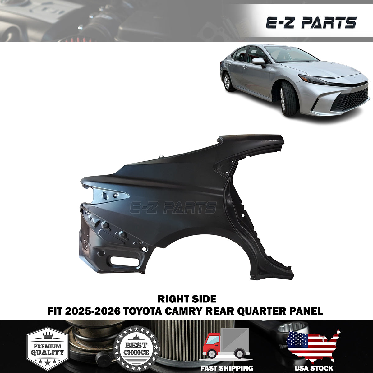 Fit 2025-2026 Toyota Camry Right Rear Quarter Panel Passenger Side RH