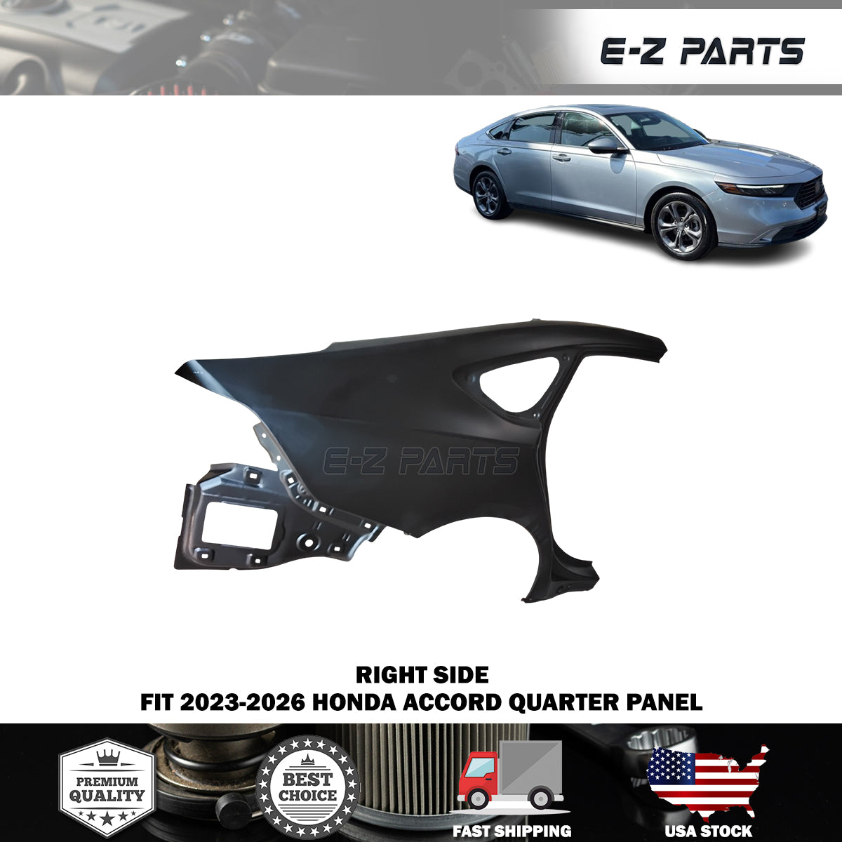Fit 2023-2026 Honda Accord Right Quarter Panel Passenger Side RH