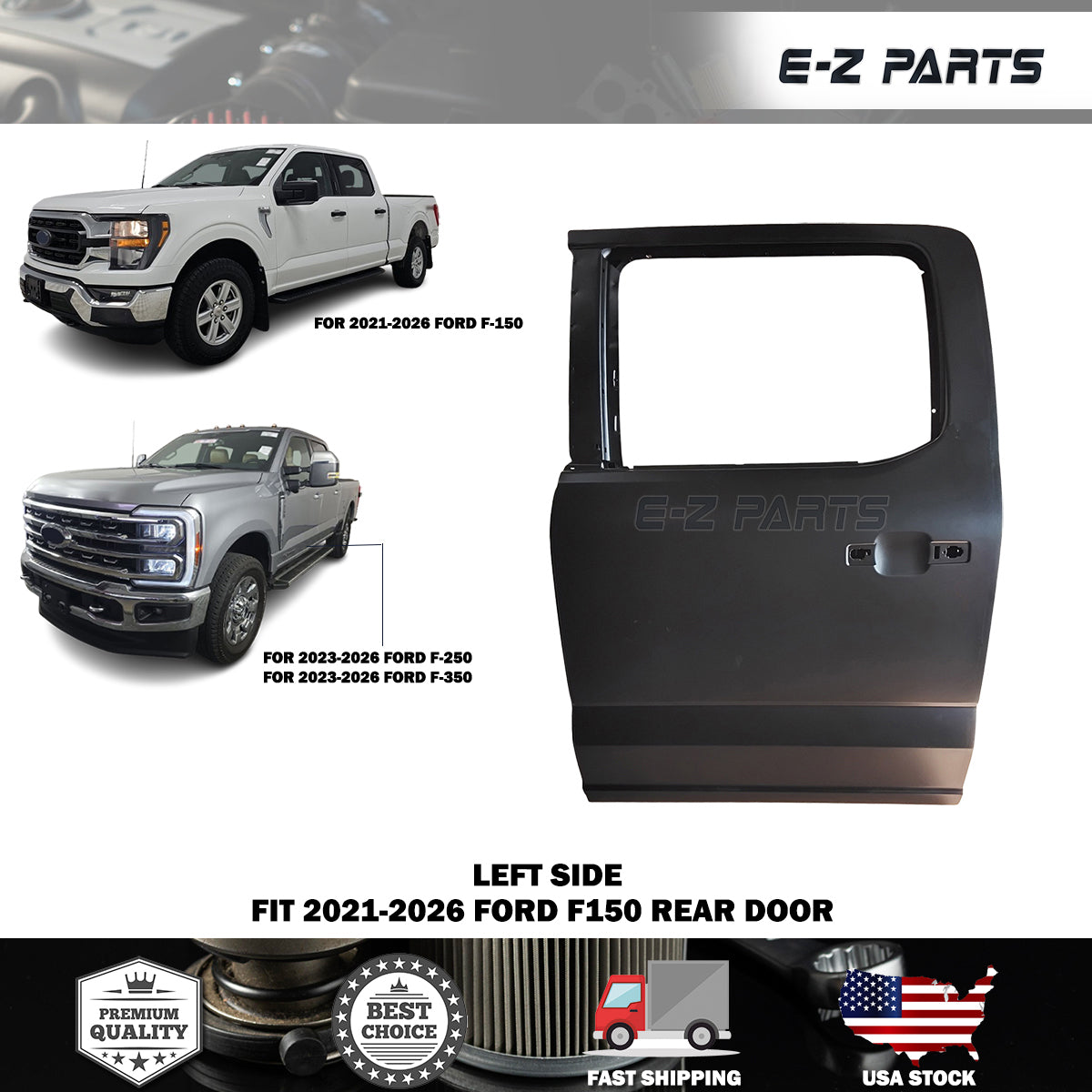 Fit 2021-2026 Ford F150 Rear Left Door Driver Side LH