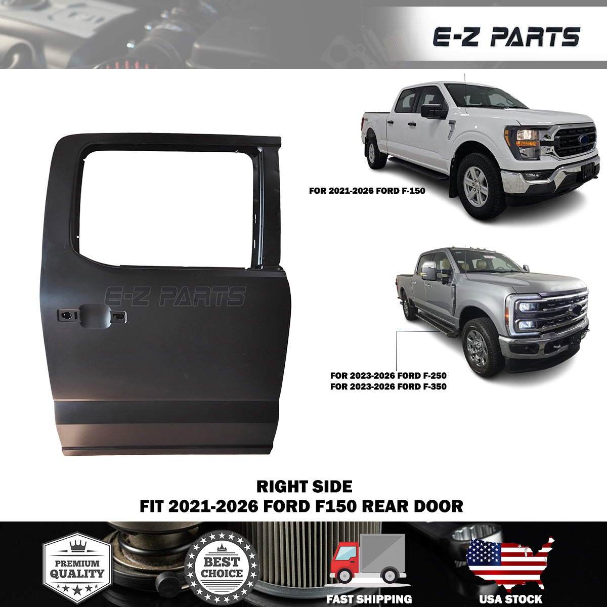 Fit 2021-2026 Ford F150 Rear Right Door Passenger Side RH