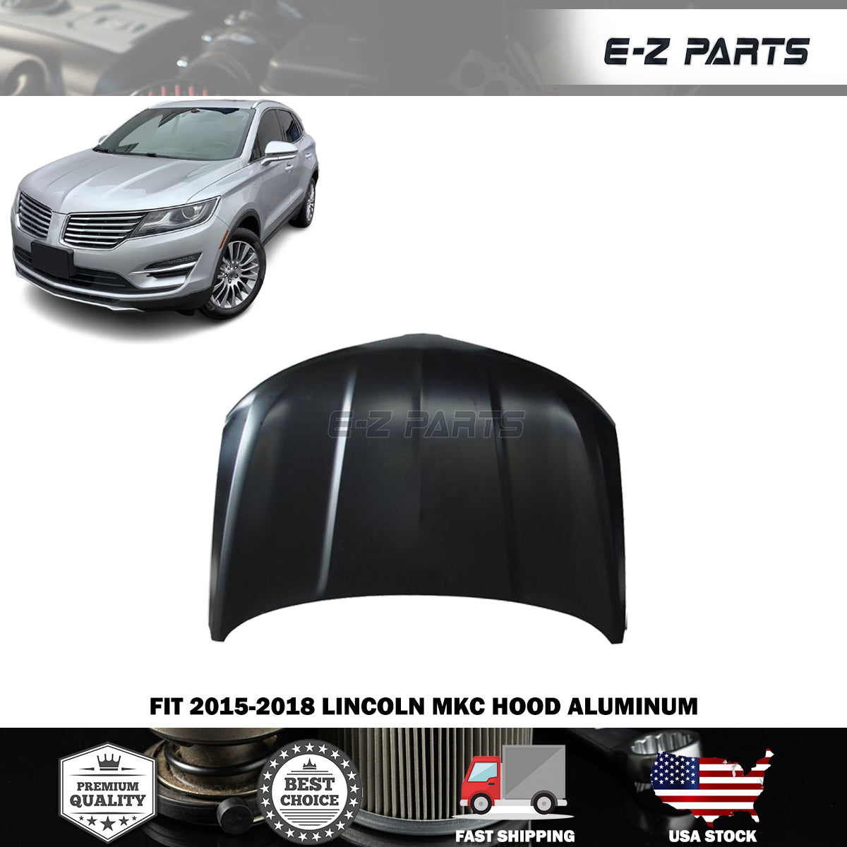 Fit 2015-2018 Lincoln MKC Hood Aluminum