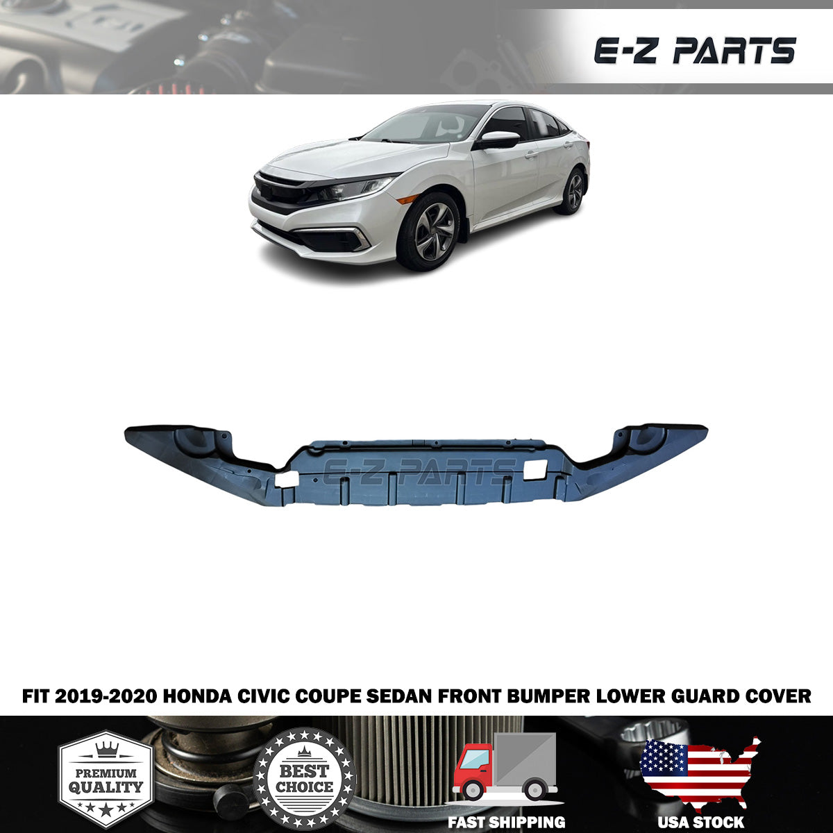 Fit 2019-2020 Honda Civic Coupe Sedan Front Bumper Lower Guard Cover