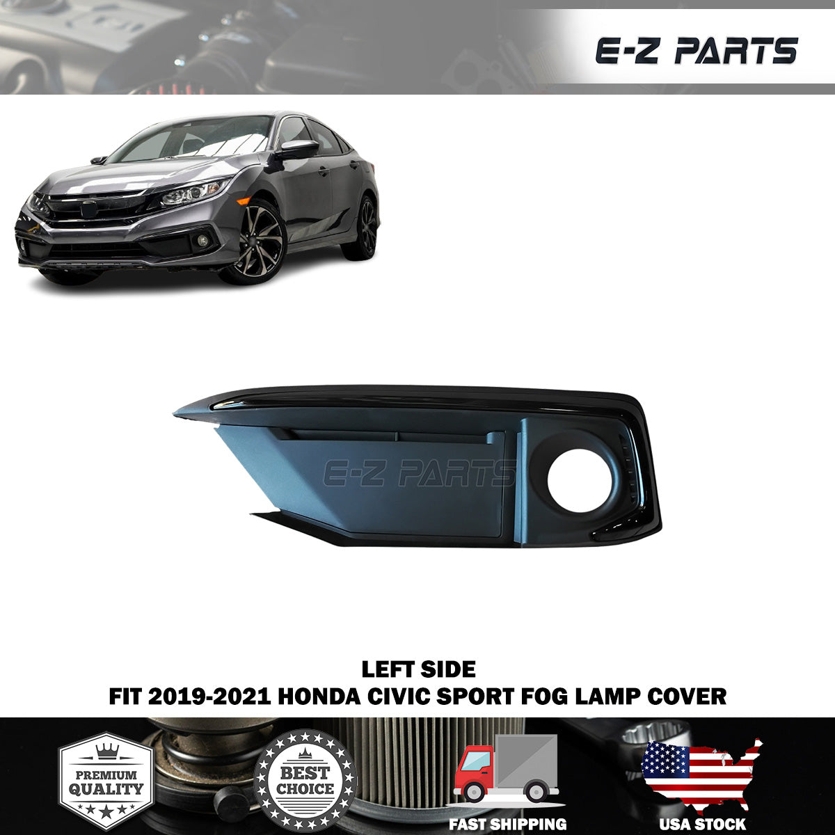 Fit 2019-2021 Honda Civic Sport Left Fog Lamp Cover