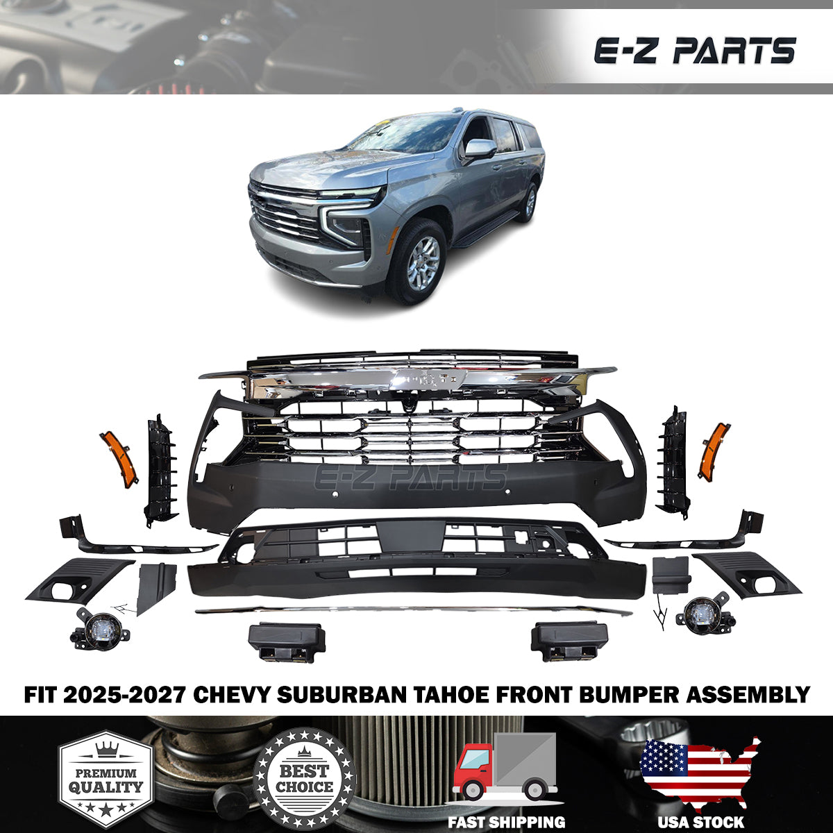 Fit 2025-2027 Chevy Suburban Tahoe Front Bumper Assembly