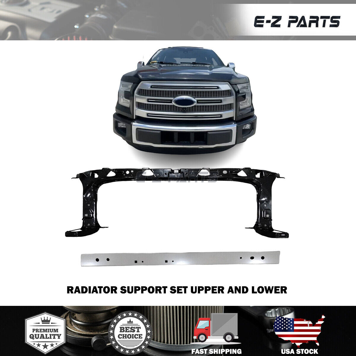 For 2015-2020 Ford F150 Radiator Support Set Upper and Lower