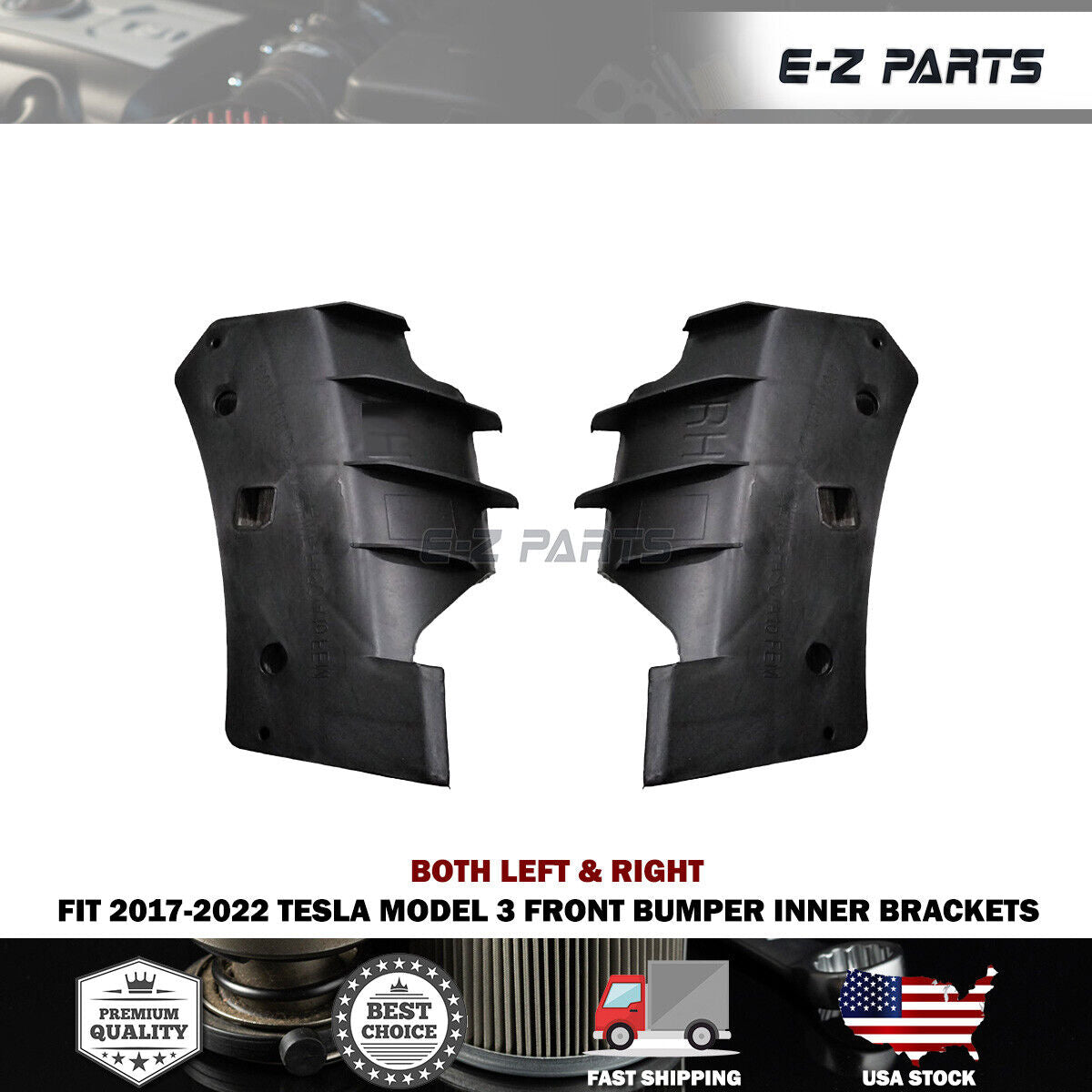 For 2017-2022 Tesla Model 3 Front Both Left & Right Bumper Inner Brackets