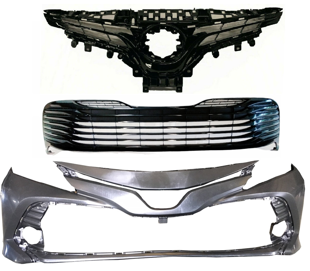 For 2018-2020 Toyota Camry LE XLE Front Bumper with Upper Grille and Lower