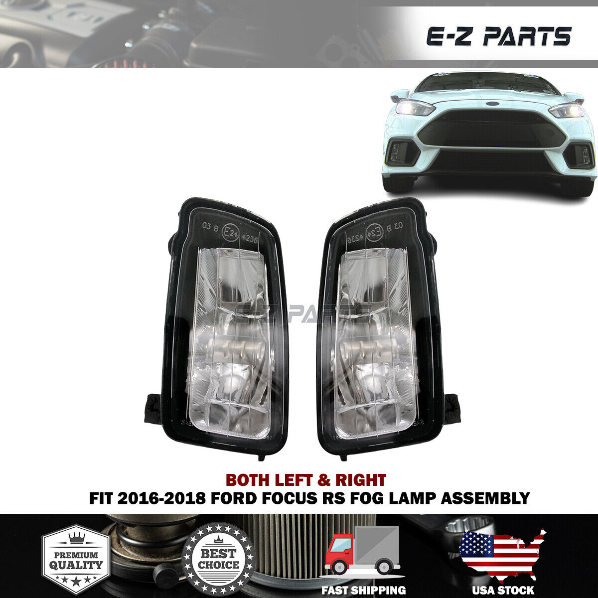 For 2016-2018 Ford Focus RS Both Left & Right Fog Lamp Assembly
