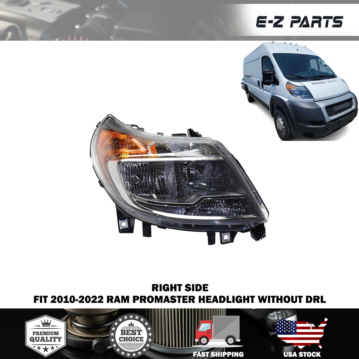 For 2014-2022 RAM Promaster Right Headlight without DRL Passenger Side RH