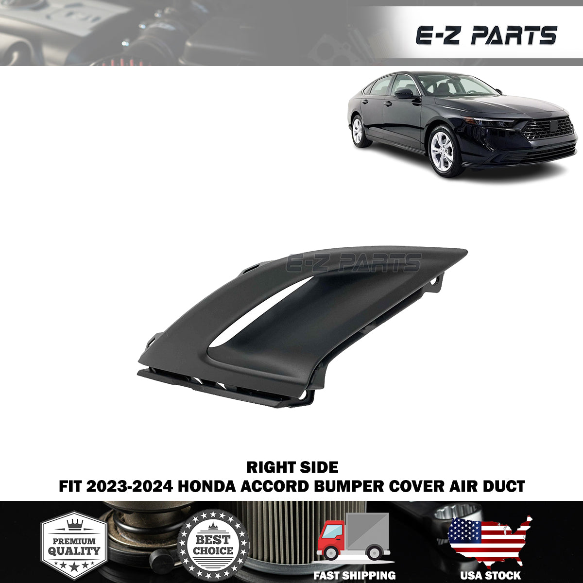 Fit 2023-2024 Honda Accord Bumper Cover Air Duct Passenger Side RH