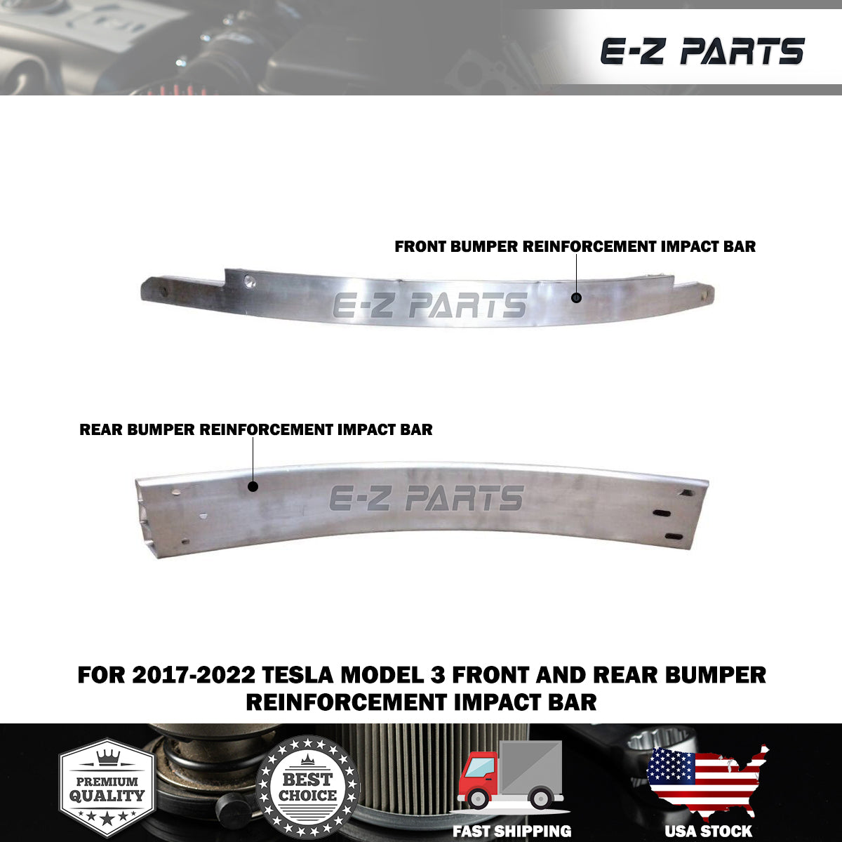 Fit 2017-2022 Tesla Model 3 Front and Rear Bumper Reinforcement Impact Bar