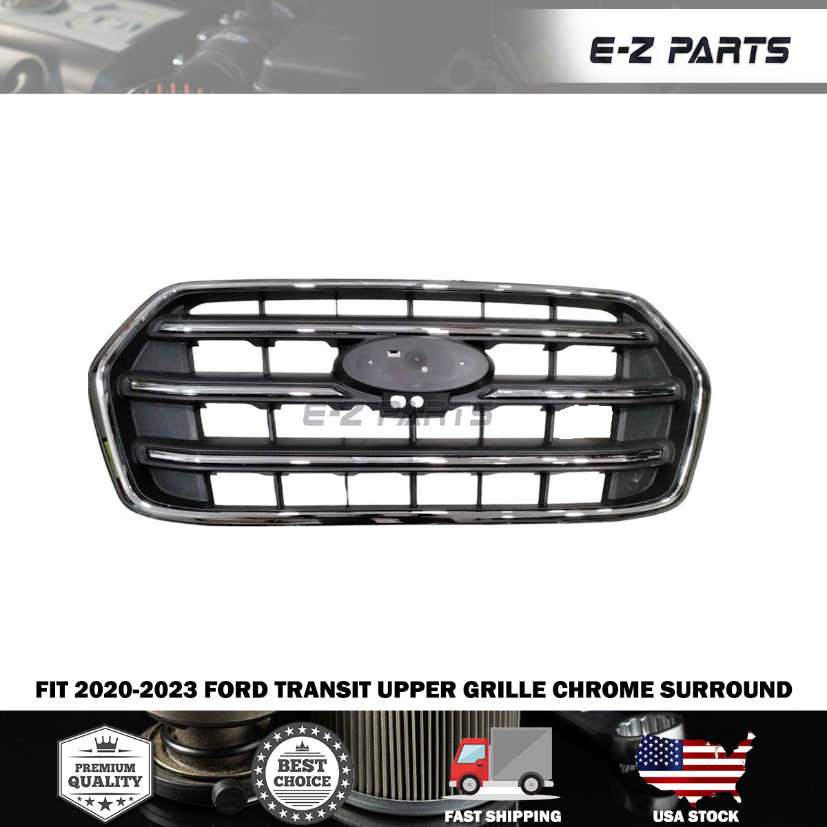 Fit 2020-2023 Ford Transit T150 T250 T350 Front Upper Grille with Camera Hole