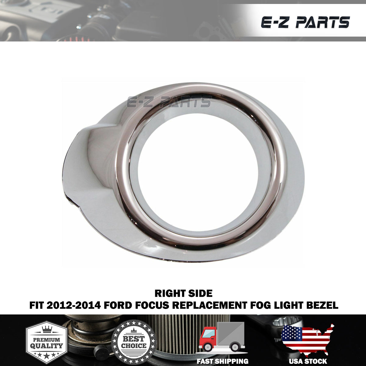 Premium Quality for 2012-2014 Ford Focus Replacement Passenger Side Fog Light Bezel